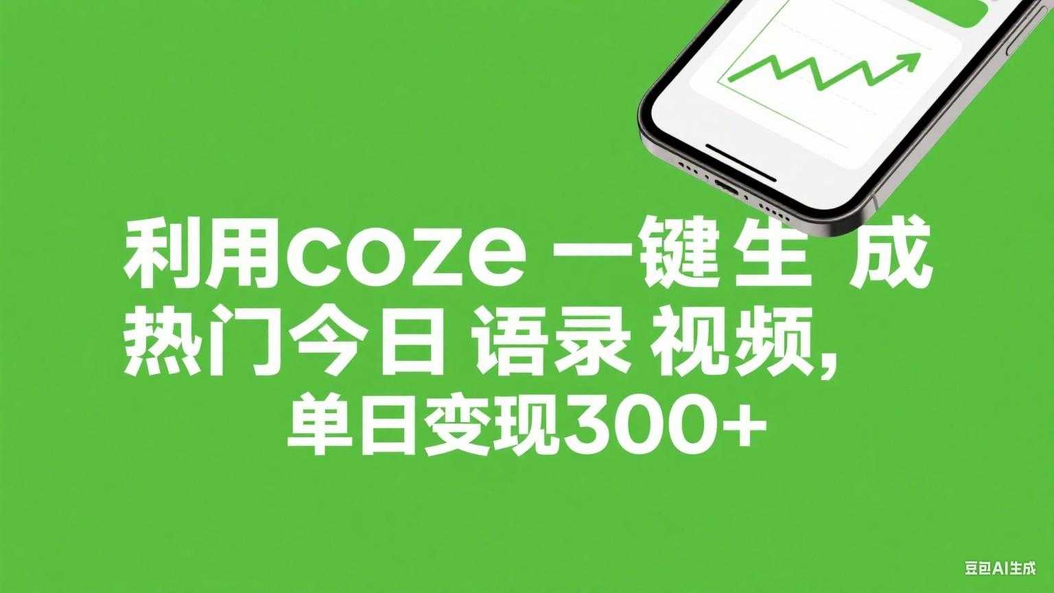 利用coze一键生成热门今日语录视频,单日变现300+