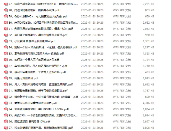 108个副业项目拆解,提供思路