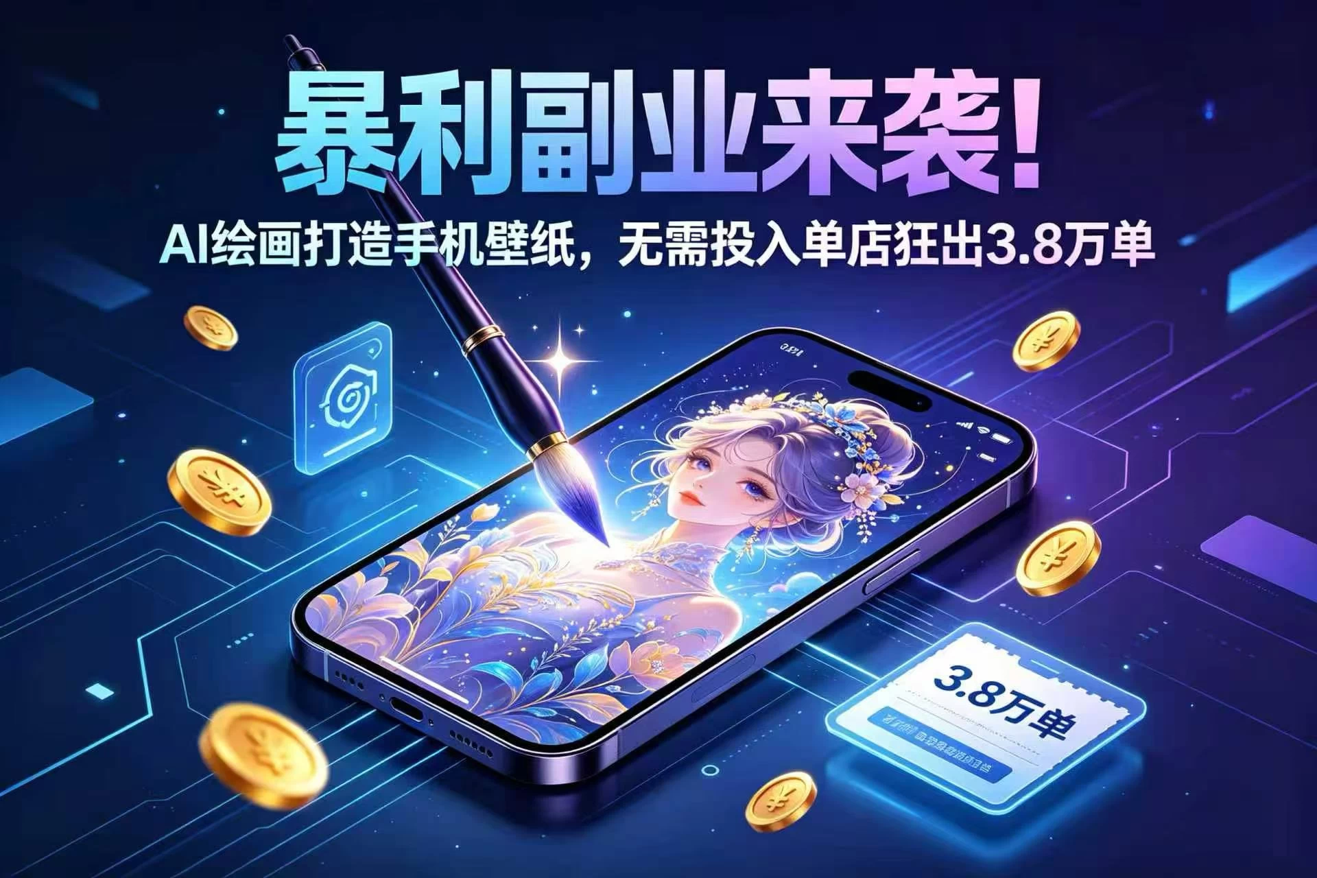 暴利副业来袭!AI 绘画打造手机壁纸,无需投入单店狂出 3.8 万单 第1张 暴利副业来袭!AI 绘画打造手机壁纸,无需投入单店狂出 3.8 万单 第1张