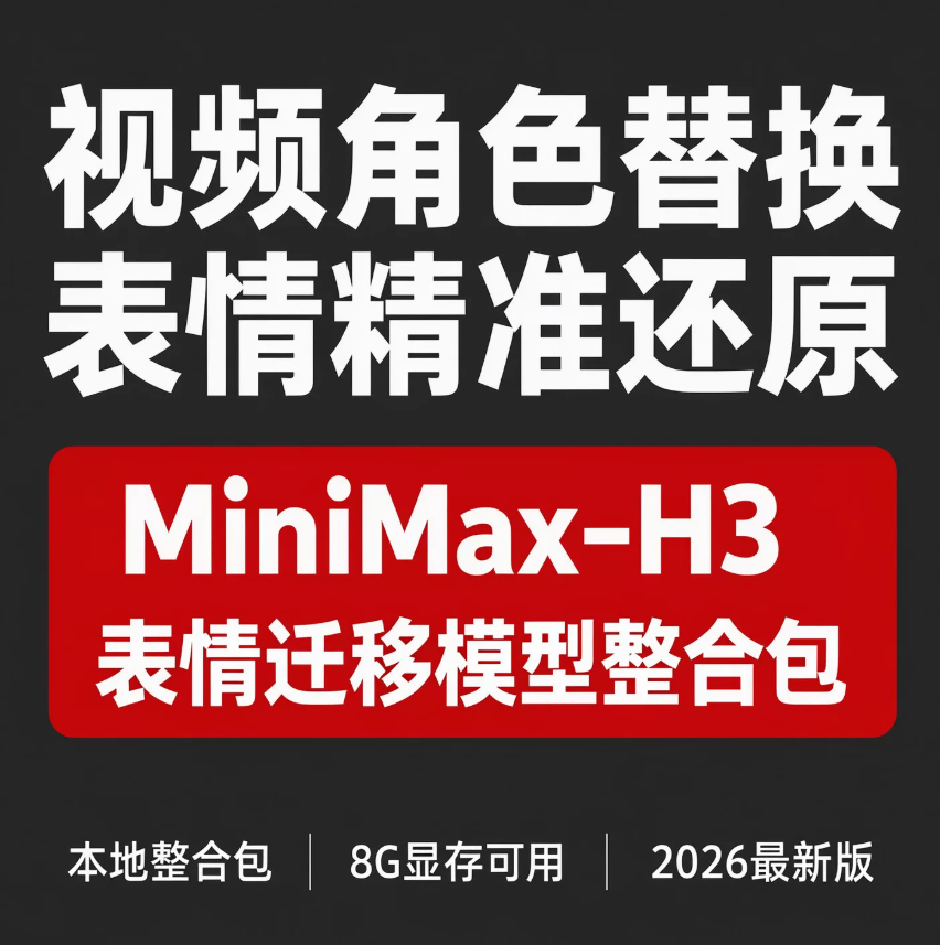 8G显存可玩MiniMax-H3视频角色替换表情迁移整合包本地部署数字人